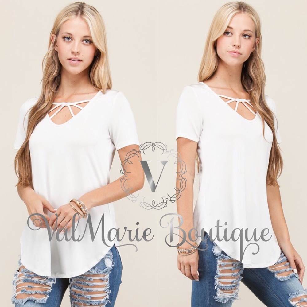 White cross strap T-shirt